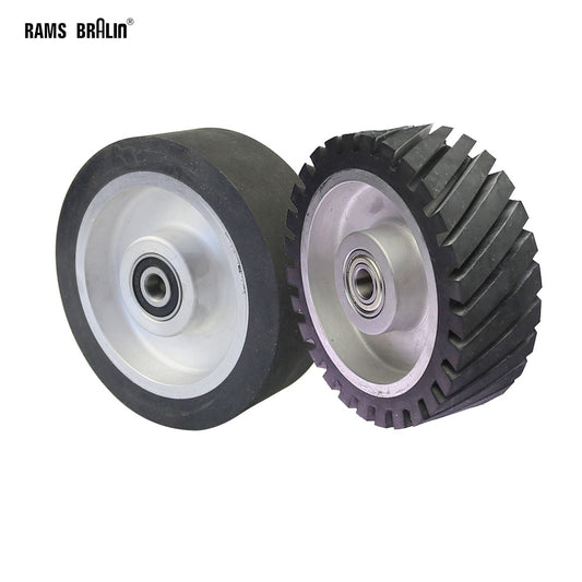 150*50mm Grooved/Solid Rubber Contact wheel Belt Grinder Wheel Abrasive Belt Set