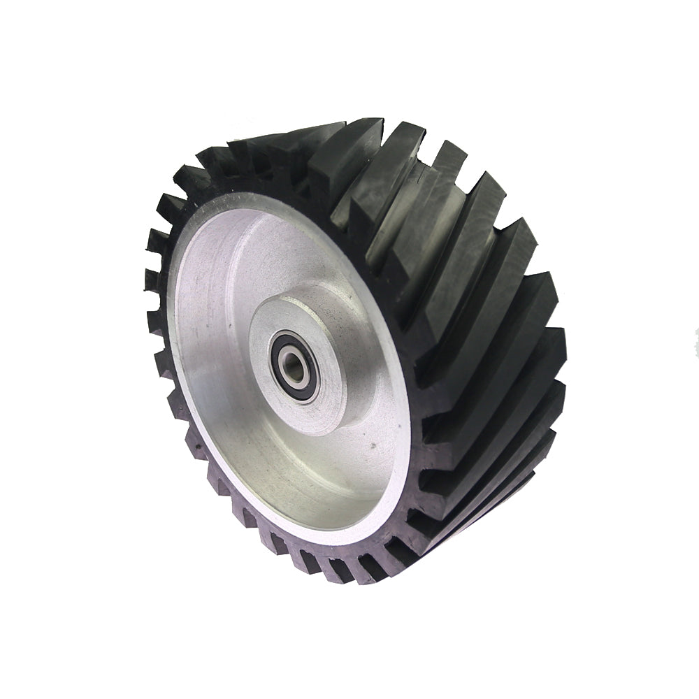 1 piece 200x75mm Grooved Rubber Contact Wheel Dynamically Balanced Belt Sander Backstand Idler