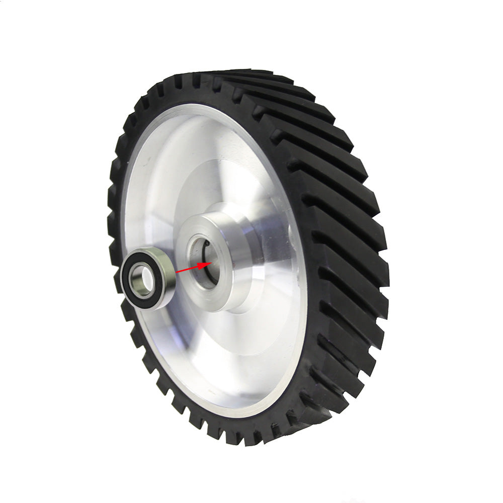 1 piece 250x50mm Belt Grinder Contact wheel Grooved Rubber Wheel for Abrasive Sanding Belt