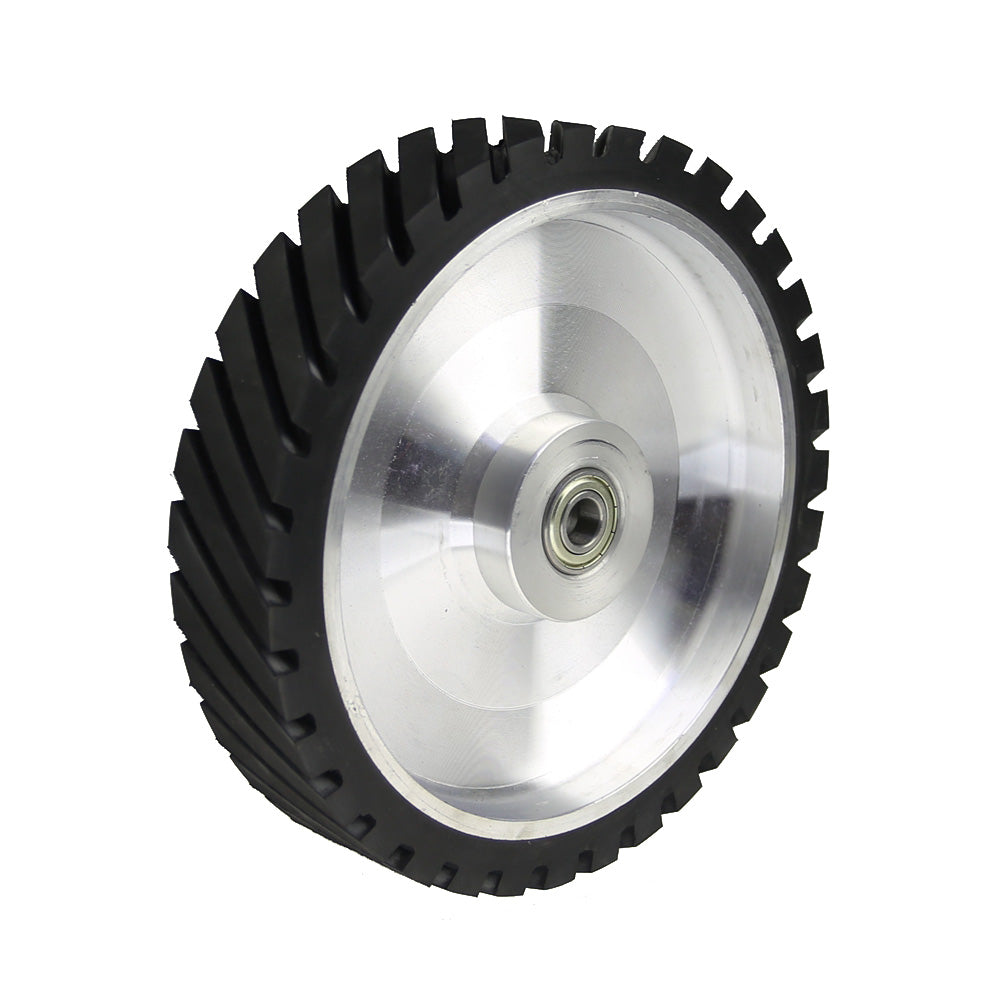 1 piece 250x50mm Belt Grinder Contact wheel Grooved Rubber Wheel for Abrasive Sanding Belt