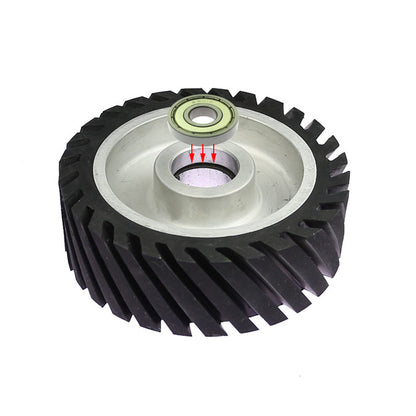 150*50mm Grooved/Solid Rubber Contact wheel Belt Grinder Wheel Abrasive Belt Set