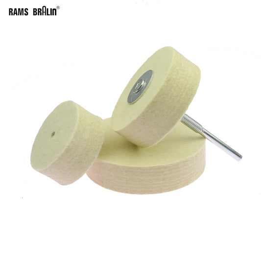 3 + 1 piece Wool Felt Buffing Wheel + Drill Rod for Metal Plastic Glass Fine Mirror Surface Polish Bench Grinder Polisher Tool