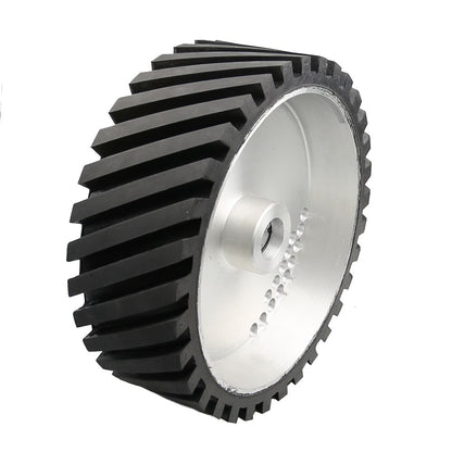 1 piece 300*100mm Belt Grinder Contact Wheel Grooved Rubber Polishing Wheel Dynamically Balanced Bearings Installed