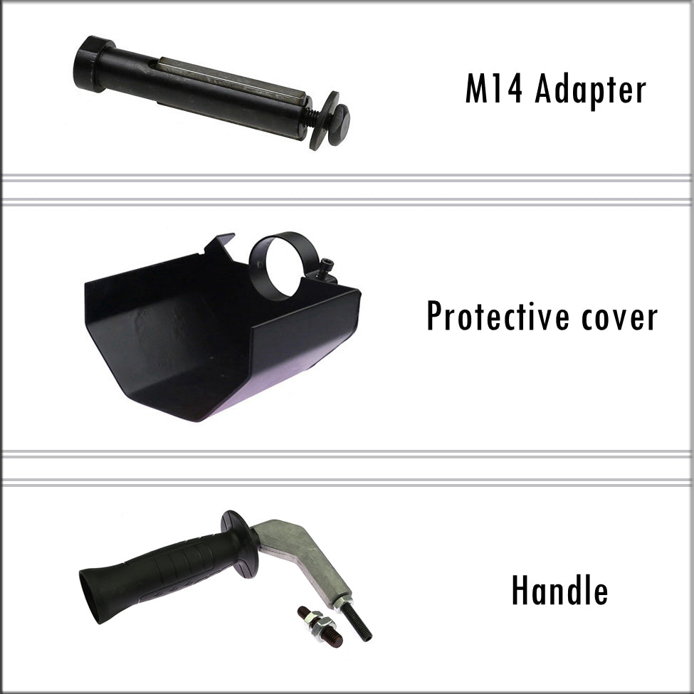 Hand held Linear Polisher Parts, Angle Grinder Adapter, Protective Cover, Bulgarian Extension Handle
