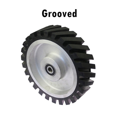 1 piece 200*50mm Grooved/Solid Rubber Contact Wheel Belt Sander Polishing Wheel Abrasive Belts Set