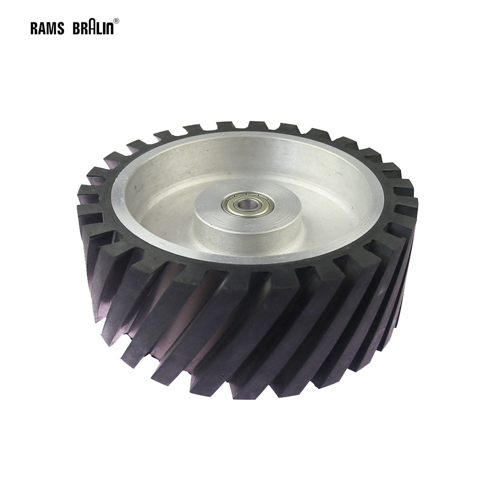 1 piece 200x75mm Grooved Rubber Contact Wheel Dynamically Balanced Belt Sander Backstand Idler