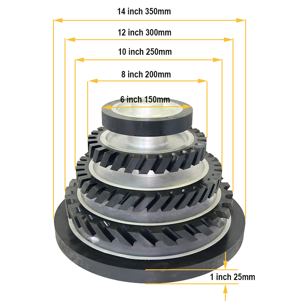 6/8/10/12/14" x 1" Rubber Contact Wheel Belt Grinder Parts Sanding Belt Set