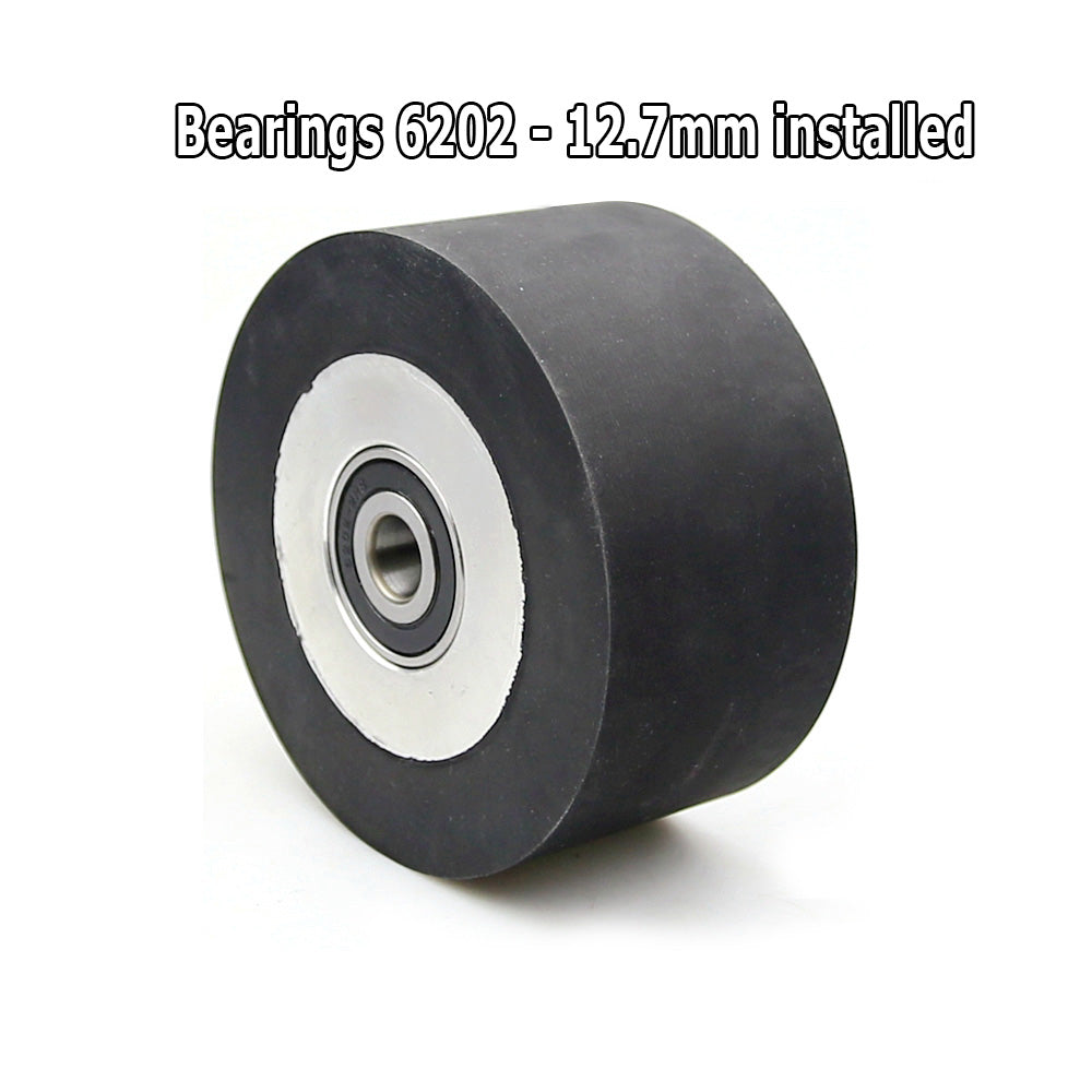 1 piece 100*50mm/60mm/70mm Smooth Surface Rubber Roll Belt Grinder Backstand Idler Contact Wheel with Bearings Installed