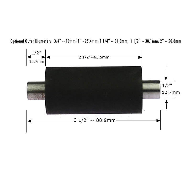 1 piece Dia. 1/2" - 2" Rubber Roller with Shaft Belt Grinder Contact Wheel