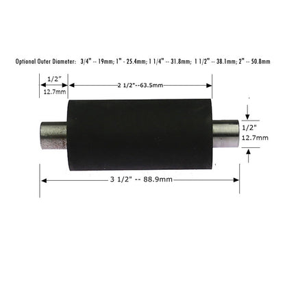 1 piece Dia. 1/2" - 2" Rubber Roller with Shaft Belt Grinder Contact Wheel